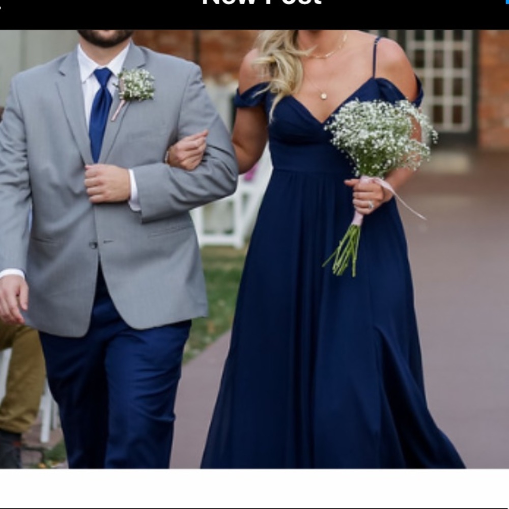 Navy blue maxi - bridesmaid -formal dress